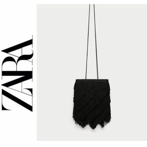 ZARA Fringe crossbody bag. Black. NWT